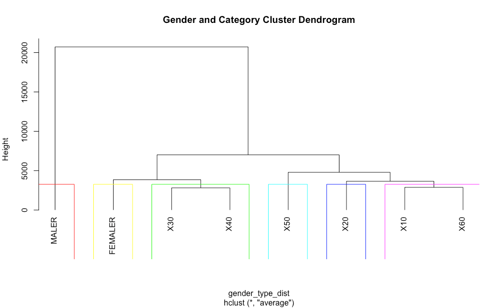 Gender and Category Cluster Dendrogram